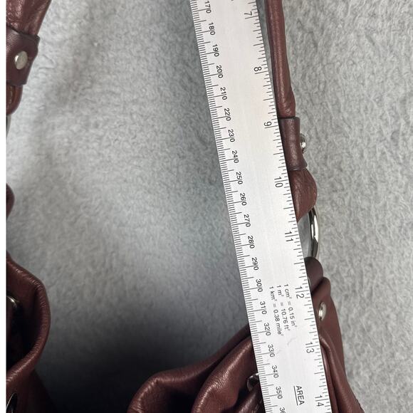 B. Makowski Mahogany Bucket Bag Shoulder Bag Soft Leather Silver Hardware - Picture 6 of 9